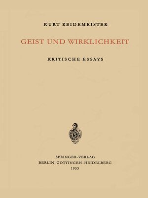 cover image of Geist und Wirklichkeit